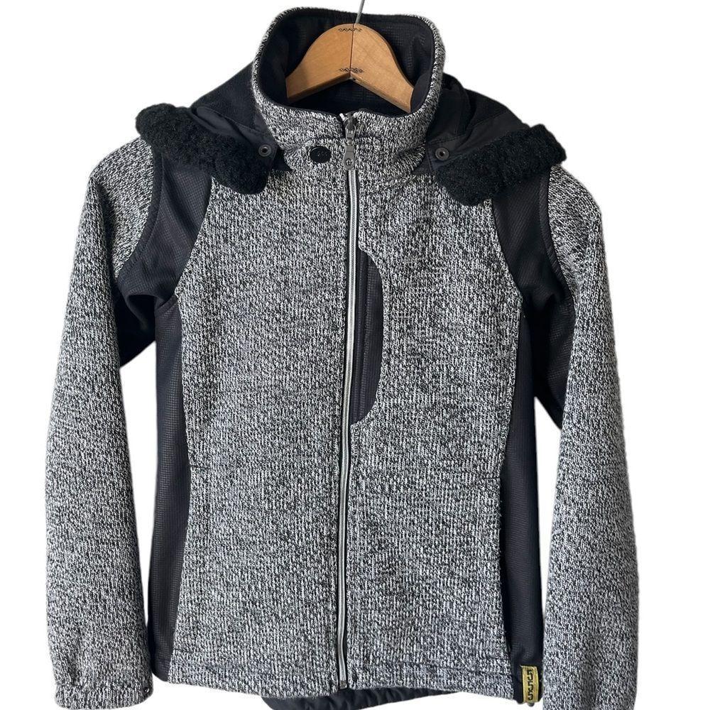 555 Women's Gray Full-Zip Hooded Jacket, Fitted, S Size